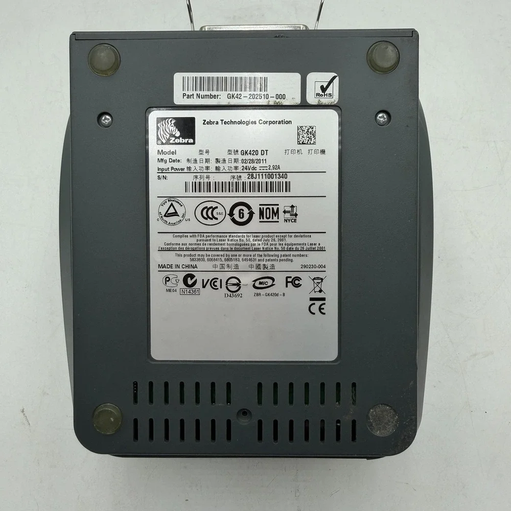 Zebra GK420d USB Parallel Serial DT Label Barcode Printer No Power Supply PARTS